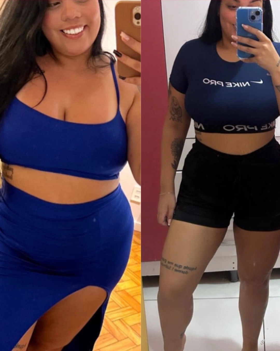 Antes e depois de aluna