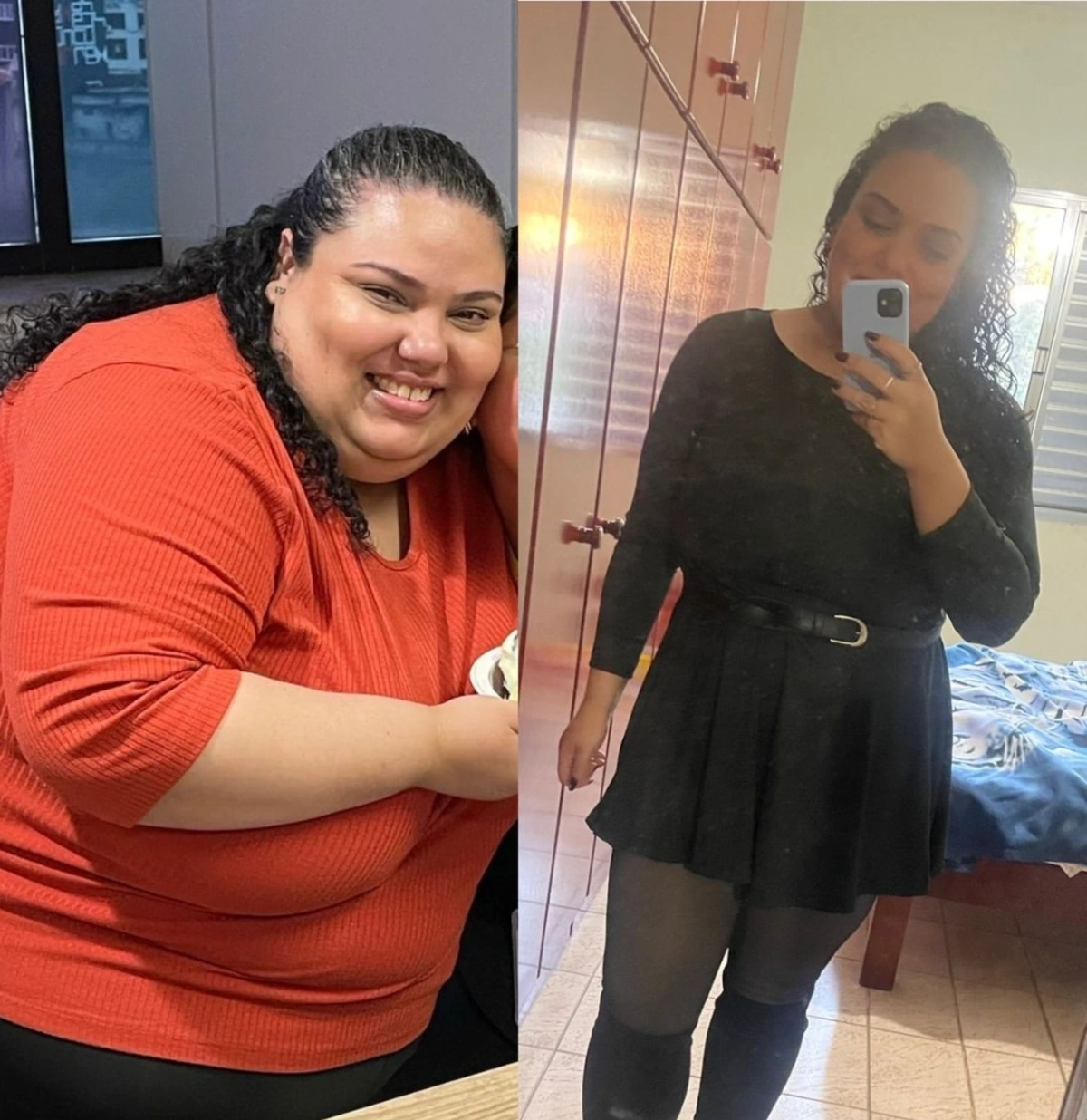 Antes e depois de aluna